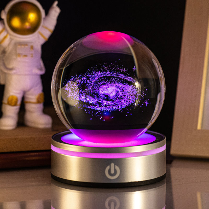 Creative 3D Inner Carving Luminous Crystal Ball Colorful