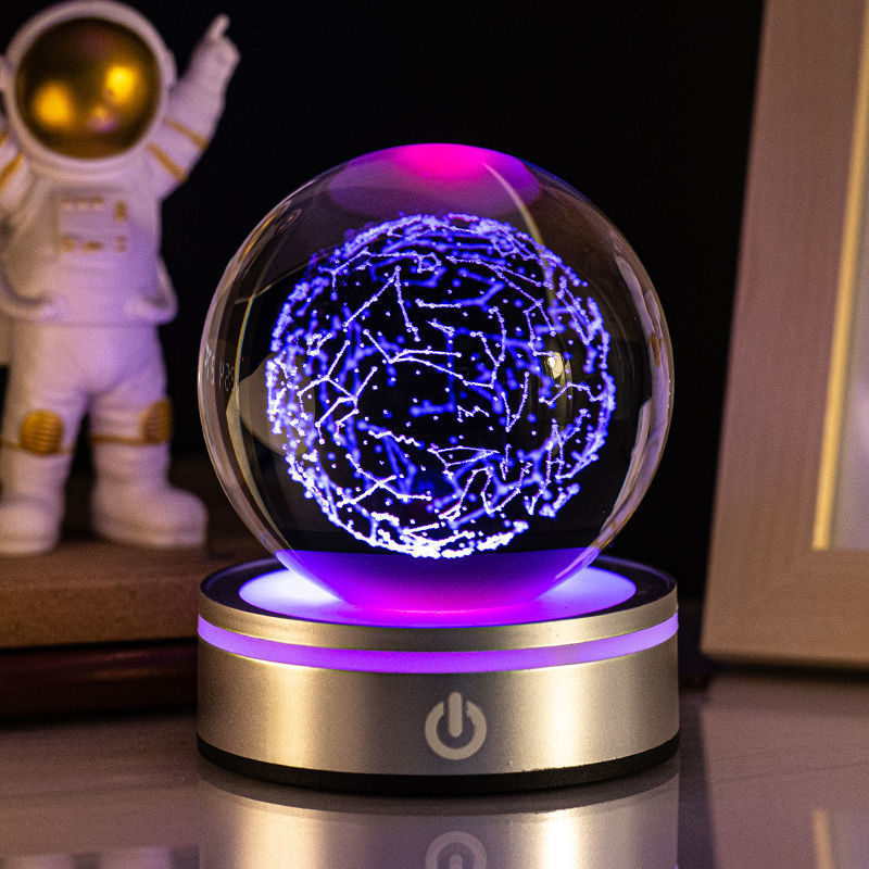 Creative 3D Inner Carving Luminous Crystal Ball Colorful