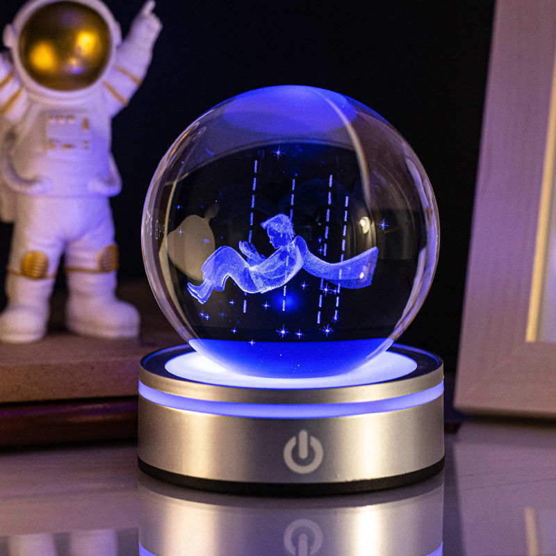 Creative 3D Inner Carving Luminous Crystal Ball Colorful