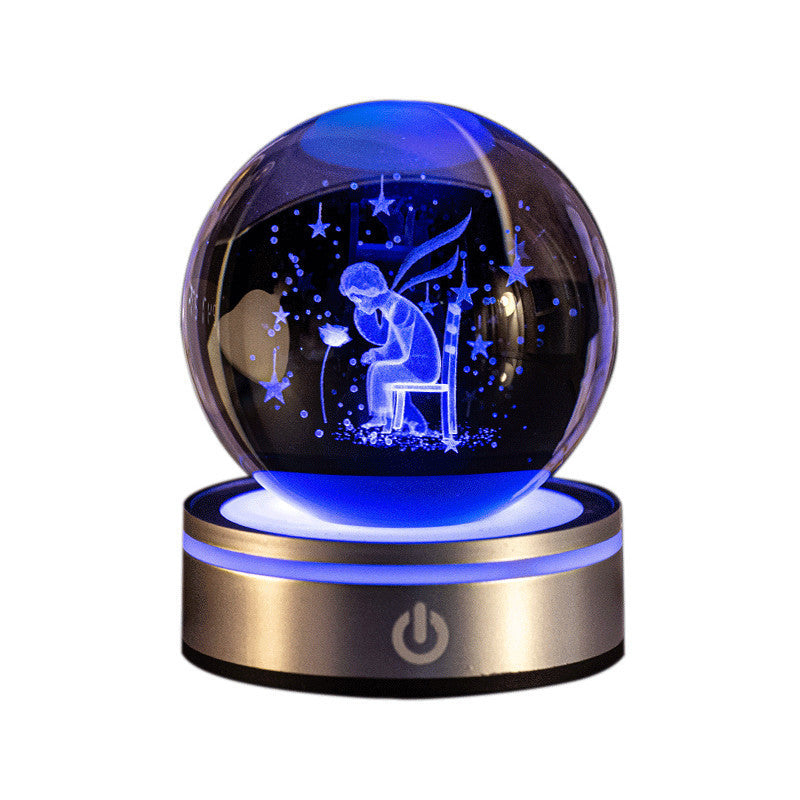 Creative 3D Inner Carving Luminous Crystal Ball Colorful